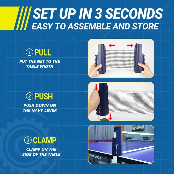 KINGFEEL Upgrade Retractable Ping Pong Net (Up to 2.3" Thickness) Portable Table Tennis Net for Any Table,Premium Table Tennis Accessories,Indoor or Outdoor Family Game - Image 4